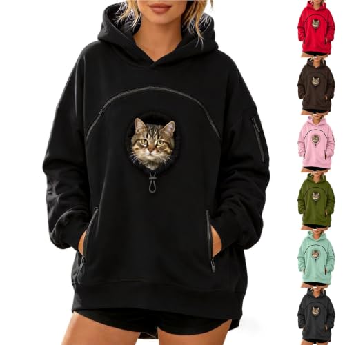 Pet Pouch Hoodie Women Oversized Cat Carrier Hoodies with Kangaroo Pocket - image 1