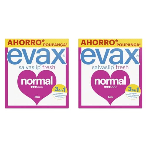 Evax Salvaslip Normal, 50 Unidades, Siéntete Fresca y Limpia Durante Todo el Día (Paquete de 2)