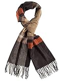Runtlly Men's Winter Scarf Soft Classic Cashmere Feel Scarves Unisex 9-8 BlackCamel