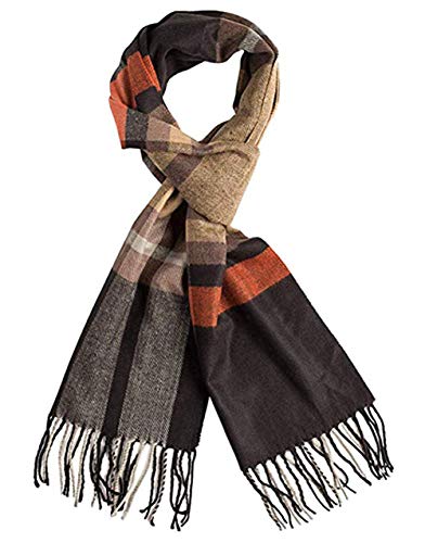 Runtlly Men's Winter Scarf Soft Classic Cashmere Feel Scarves Unisex 9-8 Blackcamel #TOP1