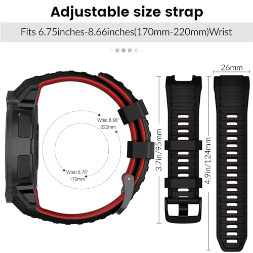 MYSNBKN 26mm Watch Strap for Garmin Instinct 2X/Instinct 2X Solar, Tactical Soft Silicone Replacement Strap with Adapter Tools - Image 3