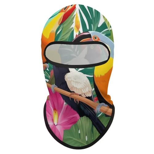 Balaclava con estampado de aves tropicales y hojas de planta para hombre y mujer, máscara facial protectora contra el sol, transpirable y de cobertura total para senderismo, ciclismo, carrera y conducción miniatura 7
