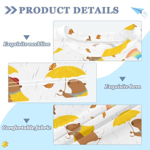 ALAZA Kids Rash Guard Boys Toddler Swim Shirts Short Sleeve Capybara Umbrella UPF 50+ 3T3