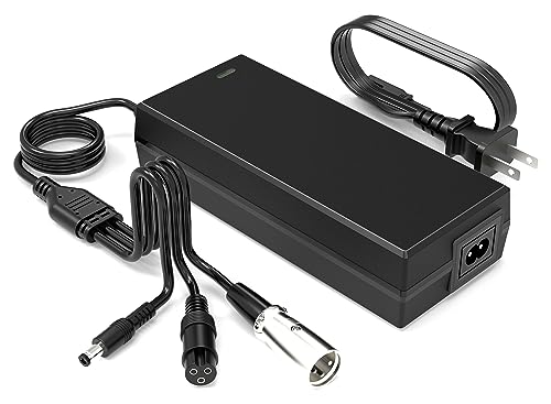 WOJIADA 54.6V 2A Electric Ebike Charger,3 Plugs for 48V Battery Charger DC5.5 * 2.5 and 3-pin and 12mm 3-Prong Replacement Charger,Ebike Scooter F1,F2,F