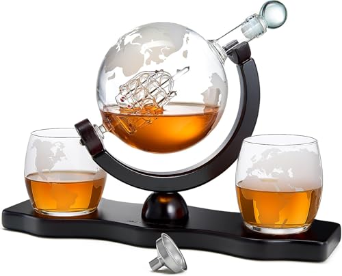 Gifts for Men Dad, Whiskey Decanter Globe Set with Ball & Glasses, Anniversary Birthday...