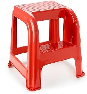 CABLEPELADO - Taburete de plastico con Escalon - Silla Peldaño - Escalon Elevador - Asiento Salva Alturas - apilable - Resistente - Color Rojo