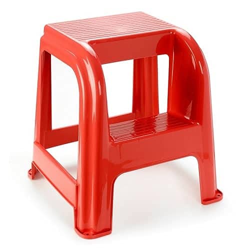 CABLEPELADO - Taburete de plastico con Escalon - Silla Peldaño - Escalon Elevador - Asiento Salva Alturas - apilable - Resistente - Color Rojo