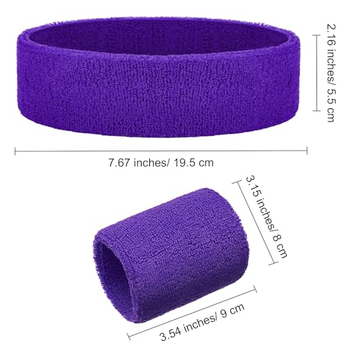 Image of Bememo 6 Pcs Neon Sports Sweatbands Set Sports Competitions Sweatbands 2 Headband 4 Wristbands Breathable Terry Cloth Athletic Bands for Team Soccer Spirit 80s Costumes Cosplay