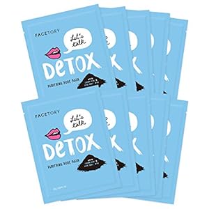 FACETORY K Beauty Face Mask Skin Care – LET’S TALK DETOX PURIFYING Sheet Mask with Charcoal & Volcanic Ash | Pore Refining Charcoal Face Mask (10 Pack)
