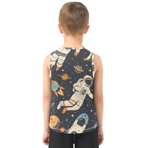 Boys' Tank Top Shirt Astronauts in Sport Activities with Spaceships and Planets Sleeveless T-Shirts3