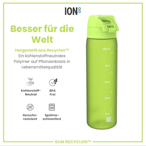 ion8 Trinkflasche, 500 ml, Auslaufsicher, Einhandöffnung, Sichere Verriegelung, Spülmaschinenfest, Tragegriff, Klappdeckel… – Ansicht 5