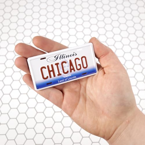 Imán decorativo placa Chicago Illinois 3.4 x 1.75 pulgadas miniatura 4