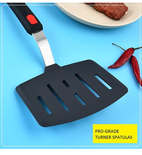 Image of Trifecta Kitchen Silicone Turner Wide Pancake Spatula Pizza Peel Kitchen Utensil Nonstick Cookware Kitchen Flipper for Cooking and Baking((Q) Pack of 1)