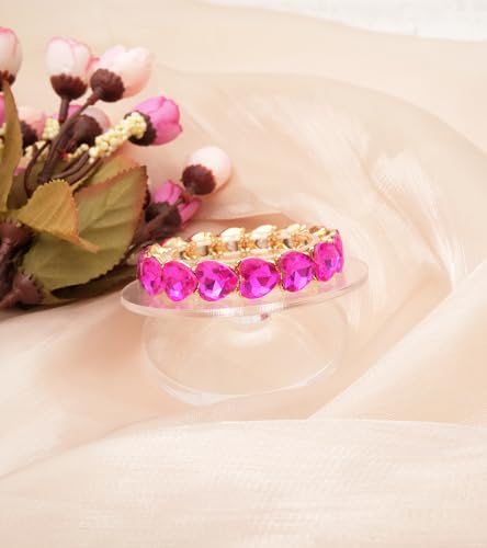 Cute Love Heart Symbol Charm Stretch Link Bracelet for Women Crystal Bangle Bracelet Jewelry Anniversary Valentine's Day Christmas Birthday Gifts for Women Her3