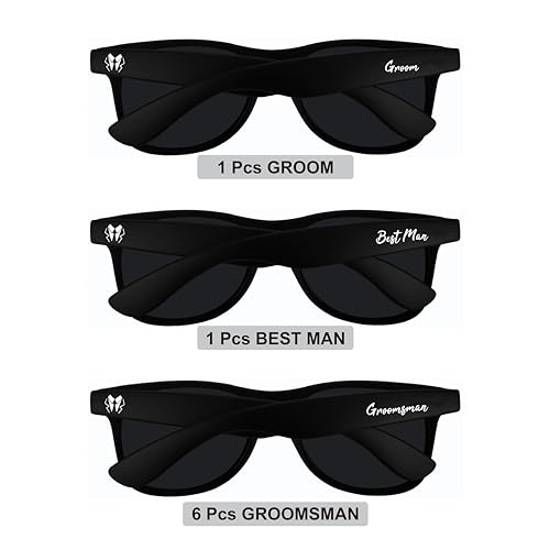 8 Pack Groomsmen Sunglasses for Men - Wedding Sunglasses for Groomsman Proposal Gifts, Bachelor Party Favors4