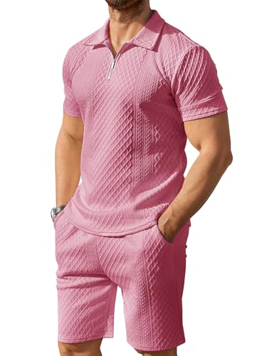 Mens 2 Piece Short Set Summer Outfits Polo Shirt and Shorts Set Tracksuits Set Short Sleeve and Shorts Set for Men