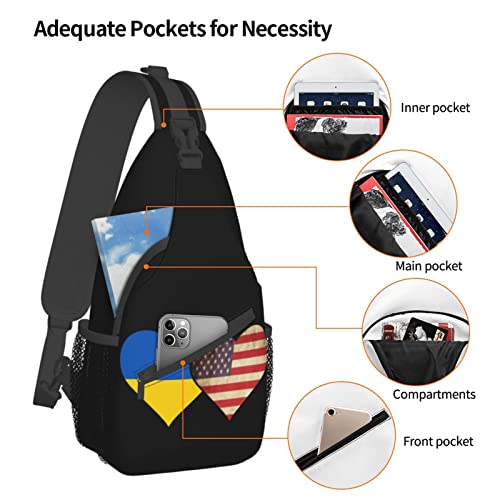 Mochila bandolera unisex con bandera de Ucrania y EE.UU. miniatura 5