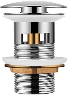 Mighbow Slotted Basin Waste Pop up with Overflow Click Clack Plug Brass Spring Pop-up Bathroom Sink Waste Chrome G1 1/4 BSPP UK Standard