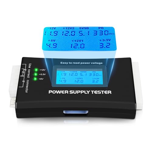 Computer PC Power Supply Tester ATX Power Supply Host Inspection Maintenance Tool PSU Tester Detect with 20/24 Pin LCD Display for ATX BTX ITX TFX.