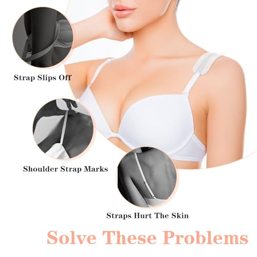 12 Pcs Bra Strap Pads, Silicone Non Slip Bra Strap Holders for Slipping, Soft Keep Bra Straps from Slipping, No Dents Comfort Back Protectors for Ease Shoulder Discomfort, 2 Color3