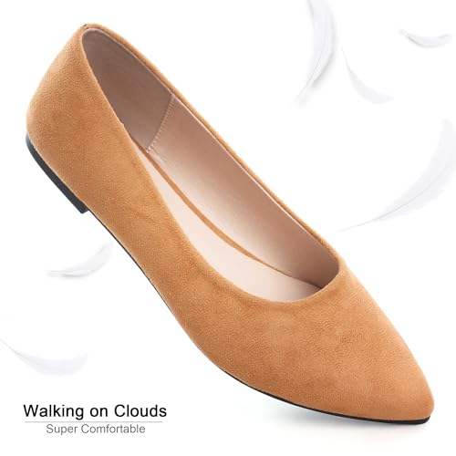 Image of Dear Time Women's Pointed Toe Ballet Flats Simple Casual Office Work Flats Slip-on Comfortable Shoes