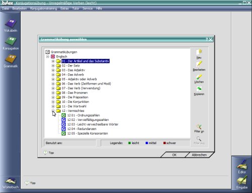 tulox Sprachtrainer Englisch - Vokabeltrainer, Konjugations- und Grammatiktrainer mit großem vertontem E-Großwörterbuch