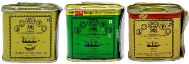 Ship Madras Curry Powder 3-Variant Combo 125g x 3 | Original, Gold Roast & Hot | Authentic Indian Curry Masala for Veg & Non-Veg Sabzis | Spice Blend for Biryani, Chicken, Mutton & Dal | Natural Indian Spices