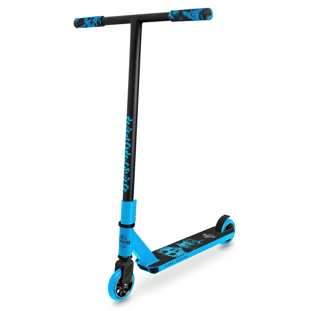 Destroyer Smoked Skull Blue Trottinette freestyle avec roues de 110 mm, roulements ABEC 7 et Deck en aluminium 6061