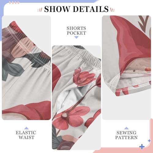 Gnome and Floral Boys Long Pants Soft Trousers Elastic Waist Kids Lounge Bottoms with Pockets S-XL4