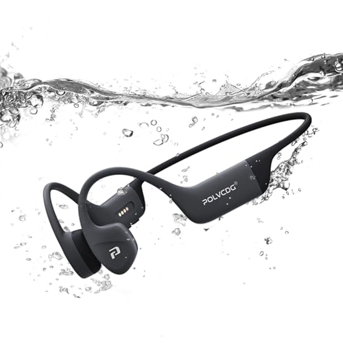 POLVCDG Bone Conduction Headphones,IP68 Waterproof Swimming Headphones,32GB Memory Open Ear Headphones with Mic,Wireless Bluetooth Earbuds Underwater Sport Earphones for Workout Running Cycling Gift