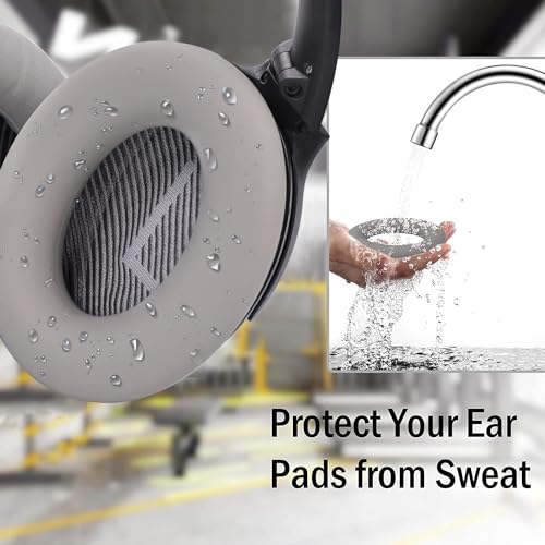 Image of SOULWIT Silicone Ear Pads Cover Protector for Bose QuietComfort QC15 QC25 QC2 QC35 QC45 /Ae2 Ae2i Ae2w /SoundTrue & SoundLink AE Headphones Cushions, Sweatproof, Easily Washable - Grey