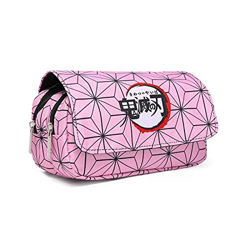 HPSHNR Demon Slayer Estuche de lápices de Anime de Dibujos Animados de Doble Capa Bolsa de lápices de Lona Regalo para niñas Niños Estudiantes Amantes de la Pintura (Kamado Nezuko) Cover