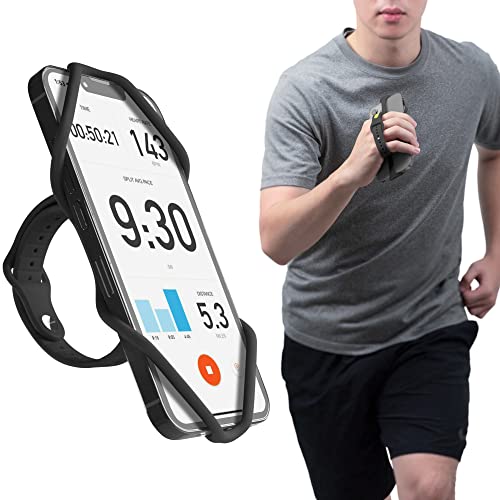 Bone Sport Handyhalter Griff für Jogger 2, Silikon Universal Handyhalterung Joggen, Elastisch Handyfingerhatler für Smartphone iPhone Samsung Galaxy Google Pixel Huawei - Run Tie Handheld 2 (Schwarz)