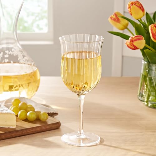13-Ounce Clear Scalloped White Wine Glass - Ideal for Chardonnay, Pinot Grigio & Cold White Wine