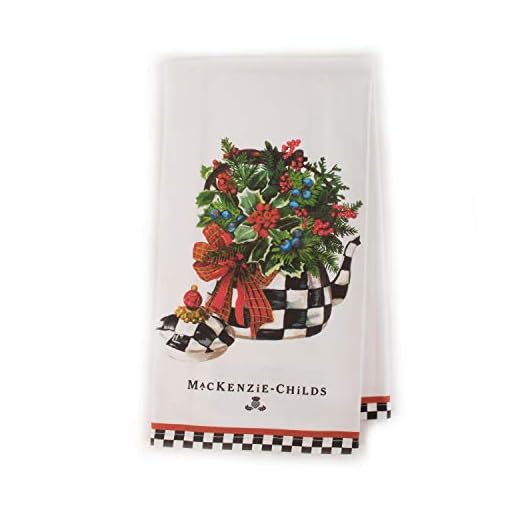 MACKENZIE-CHILDS Christmas Tea Kettle Dish Towel