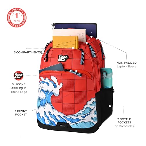 Image of Gear Shuffle 4 Compartment Backpack 17 inch /31L Medium Water Resistant School Bag /Casual 4 Compartment Backpack /Daypack /Kids Bag for Boys /Girls (Red-Blue)