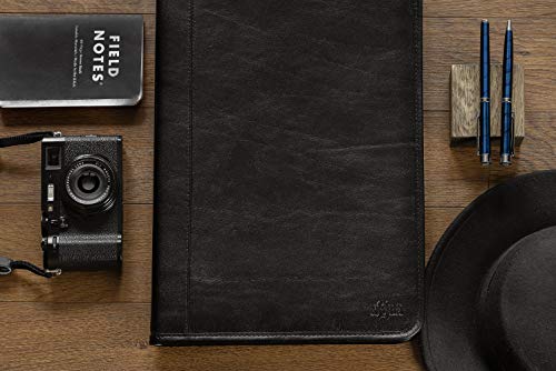 Noda Leather Portfolio A4, Document Holder, Conference Folder With Calculator (Black) #TOP1