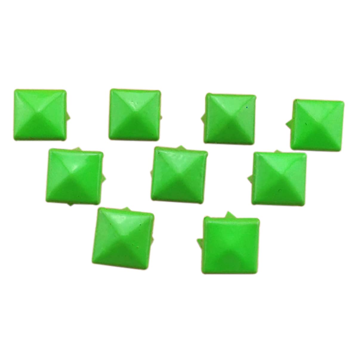 homeemoh 100 Pcs 9mm Metal Square Leather Rivets, DIY Leather Craft Pyramid Punk Rivet Studs for Leathercraft Clothing Shoes Bags Belts,Fluorescent Green
