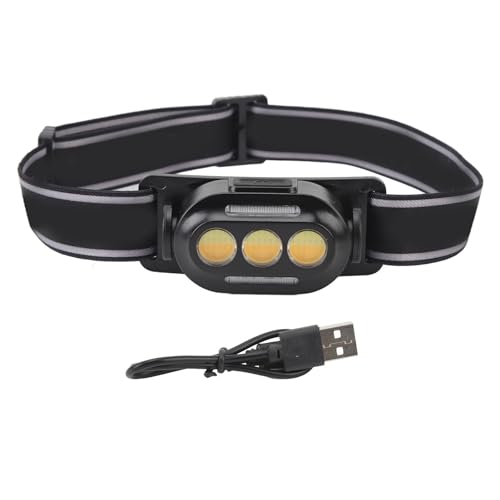 MAMJENNI COB - Linterna frontal LED de alto brillo, multifuncional, portátil, recargable, con indicadores para acampar y pescar