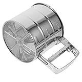 Homoyoyo Cedazo de Harina Manual Semiautomático de Acero Inoxidable Pequeño Escala, Taza Tamizadora para Repostería Casera, Utensilio para Hornear y Espolvorear Harina