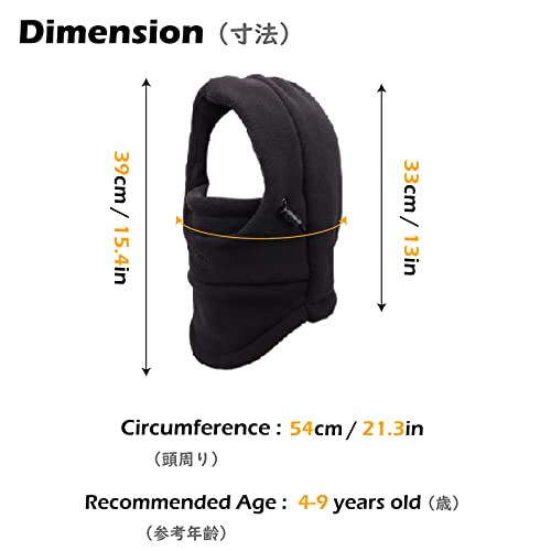 Triwonder Kids Winter Hats Balaclava Ski Mask For Boys Girls Toddlers Windproof Adjustable Cold Weather Face Mask Neck Warmer (Black) #TOP1
