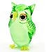 Lampwork COLLECTIBLE MINIATURE HAND BLOWN Art GLASS Single Owl Green FIGURINE
