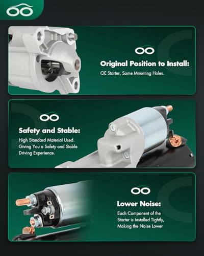 Image of SCITOO Starter Motor 19033 for Volvo for S60 2.5L 3.0L S80 3.0L 3.2L V60 3.0L V70 3.2L XC60 3.0L XC60 3.2L 2010-2015 XC70 3.0L 2009-2015 for XC70 3.2L XC90 2007-2014 1.4KW 12V CW 10-Teeth