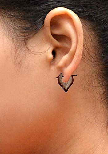 Krishna Mart India a Pair of African Tribal Ebony Organic Handmade Wood Brown for Women Girls Ethnic Wooden Earrings Dangler Stick Fashion Jewelry Hippie Boho Gypsy Coconut Faux Plug Gauges Sew_318