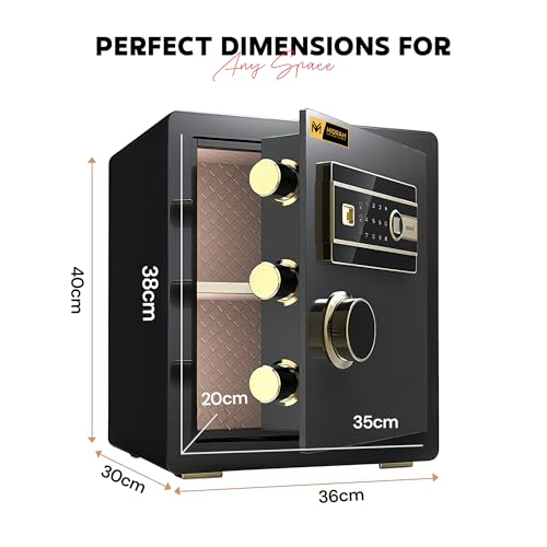 Image of Gross Capacity - 43L (Net - 38L), MIORAH Digital Fingerprint & Password Safe Locker for Home Jewellery | Fingerprint & Password Safety Locker for Home | Electronic Steel Locker Box for Valuables