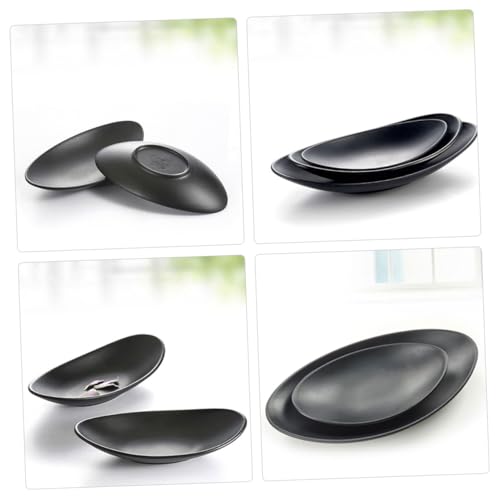 Set 2 Platos Sushi Melamina Negro 8.5x4.45x1.81 in miniatura 3