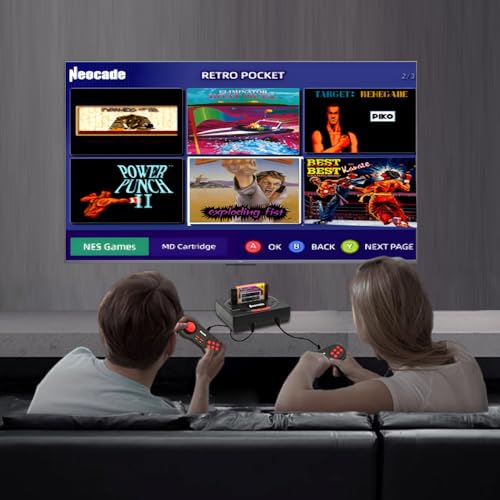 NEOCADE Console de Jeux pour Mega Drive, MD Retro Game Console, avec 12 Cartouches Mega Drive et manettes, 18 Jeux NES préinstallés – Image 6