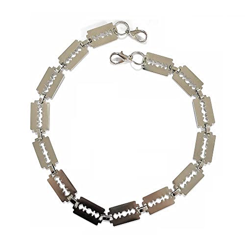 Caiyao Punk Safety Obtuse Thorns Razor Blade Necklace Personality Gothic Hiphop Rock Padlock Metal Necklace for Men