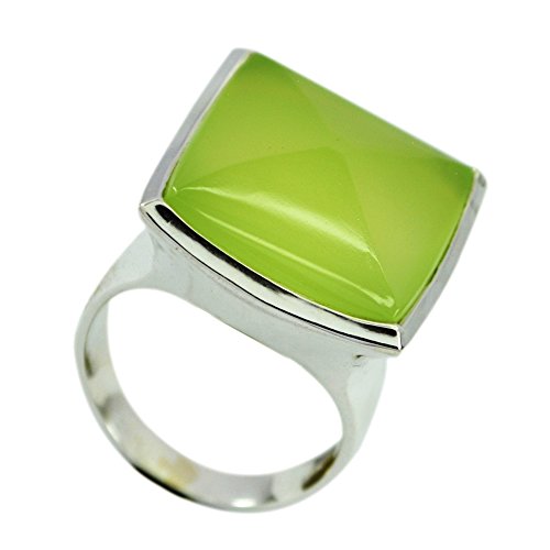 Bague en argent sterling 925 véritable et préhnite naturelle, artisanat d'art