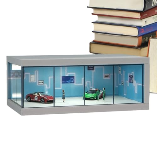 Yianyal Funda de almacenamiento modelo de coche, caja LED Mostrar luces, Claro de la caja de visualización del modelo de coche, Estuche de ahorro de espacio espectáculo con un cuerpo de juguetes